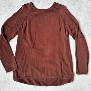 Rust Chocolate Brown Long Sleeve cotton Knit Top